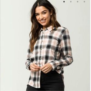 GUC Vans Pink and Black Plaid Flannel Long Sleeve Shirt Sz S